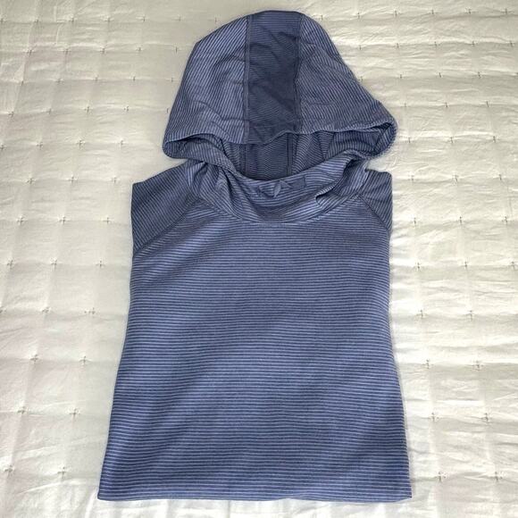 Under Armour Run ColdGear Hoodie Top Women's L | Blue Stripe Performance | EUC - Picture 10 of 10